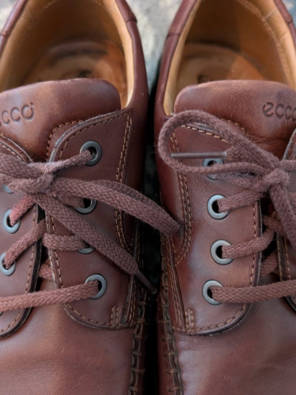 ECCO Shoes Men's 47 Tie Brown Leather TPU Casual Business Oxford Comfort - Picture 5 of 14